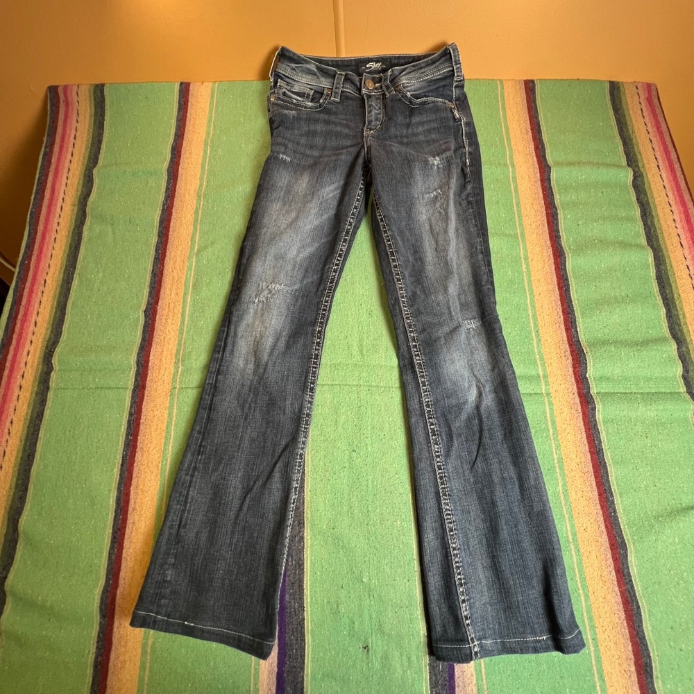 Silver Jeans Co Suki High Slim Boot Womens 28 Dark Wash Fluid Denim L94614SDI341